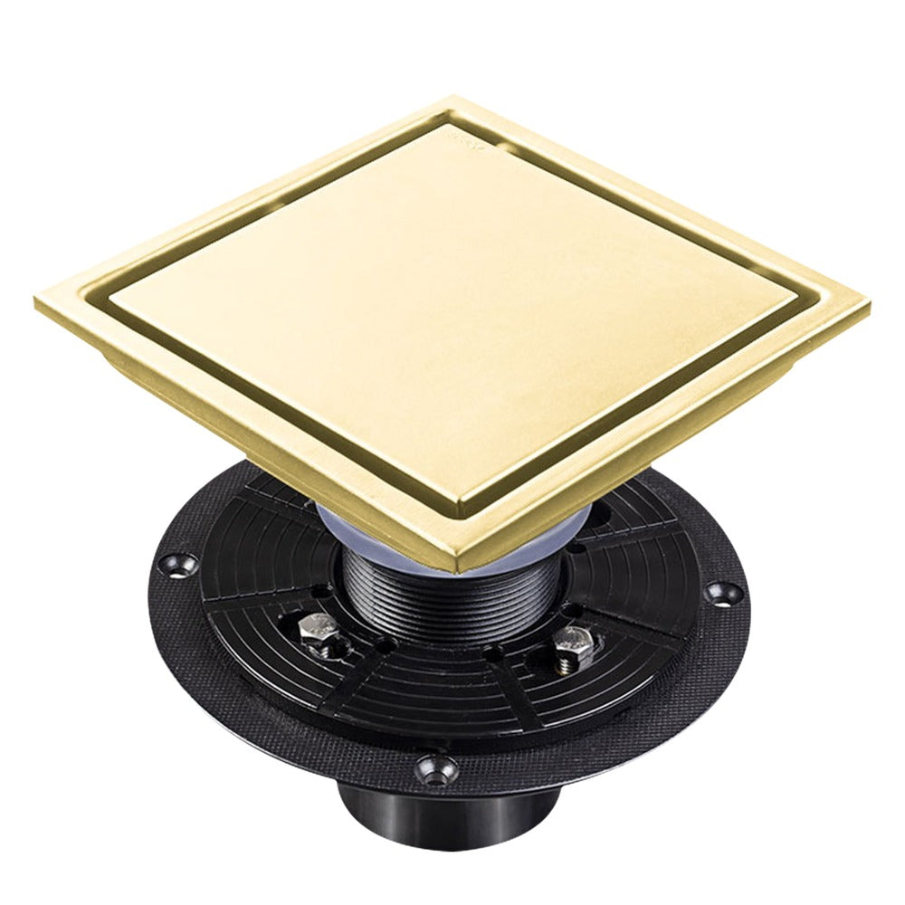 6 Inch Square Shower Floor Drain - Gold_0