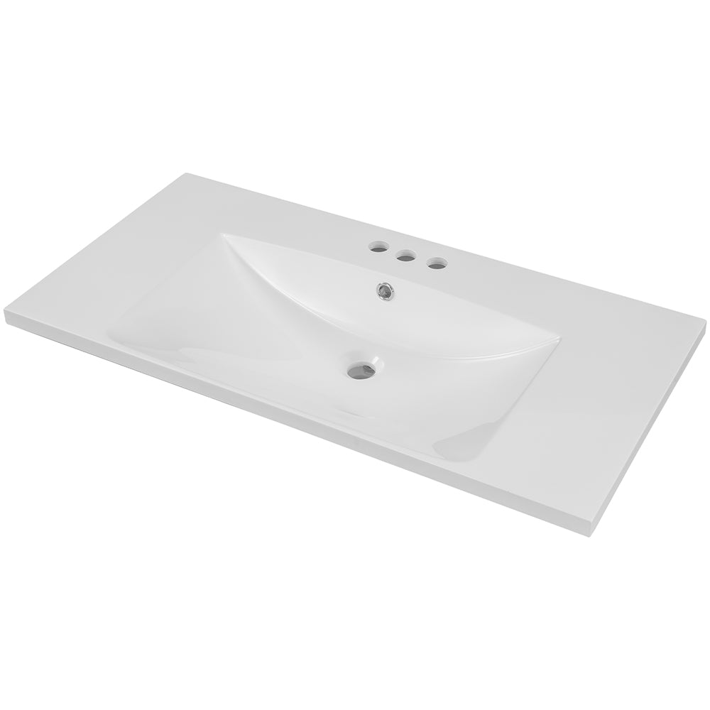 36 Inch Ceramic Single Bathroom Vanity Top with 3-Faucet Holes_6