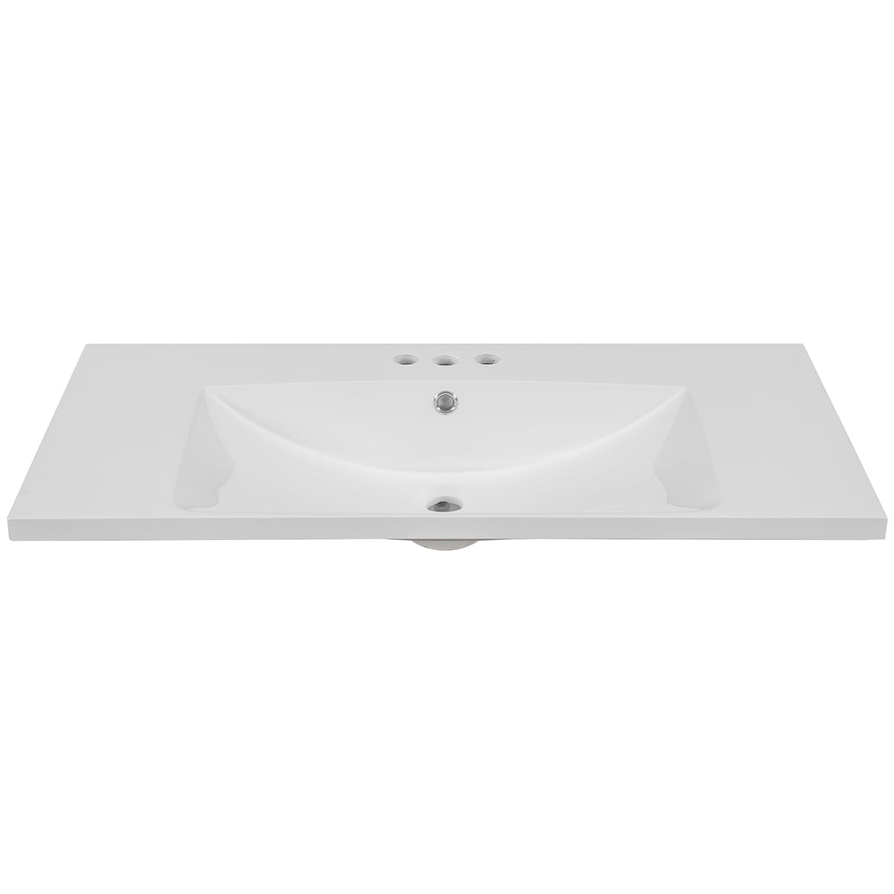 36 Inch Ceramic Single Bathroom Vanity Top with 3-Faucet Holes_0