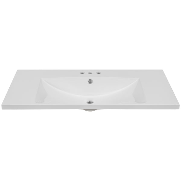 36 Inch Ceramic Single Bathroom Vanity Top with 3-Faucet Holes_0