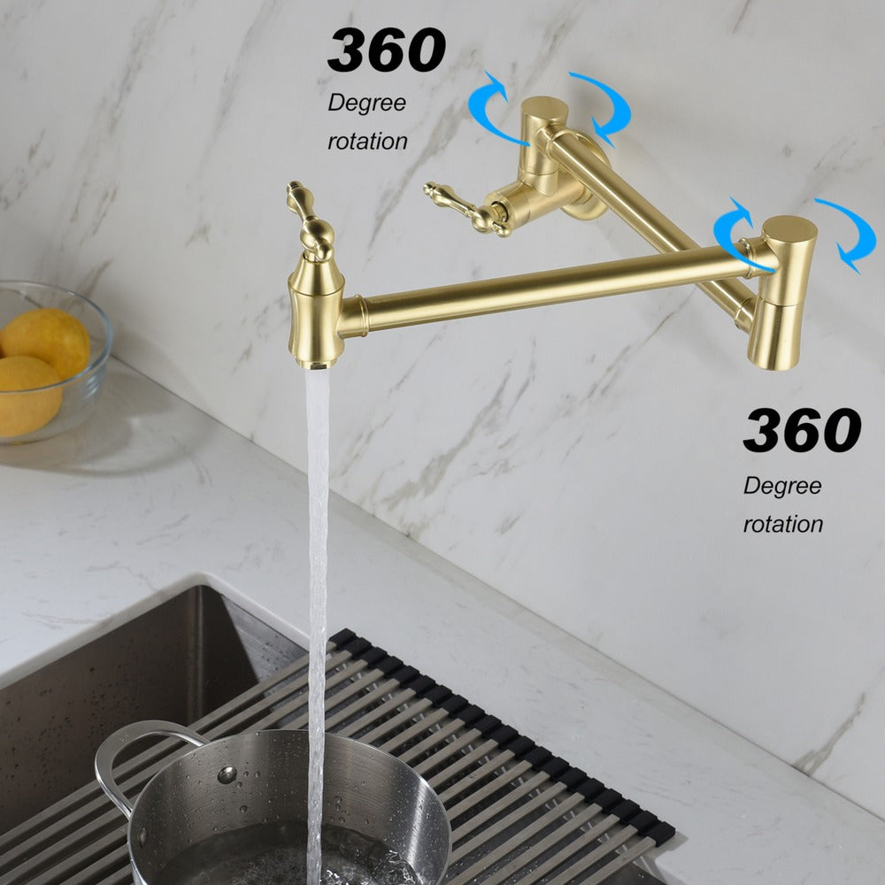 Wall Mount Pot Filler Faucet - Gold_7