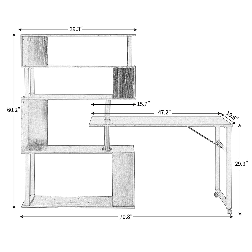 5-Tier L-Shaped Rotating Desk with Lockable Casters_8