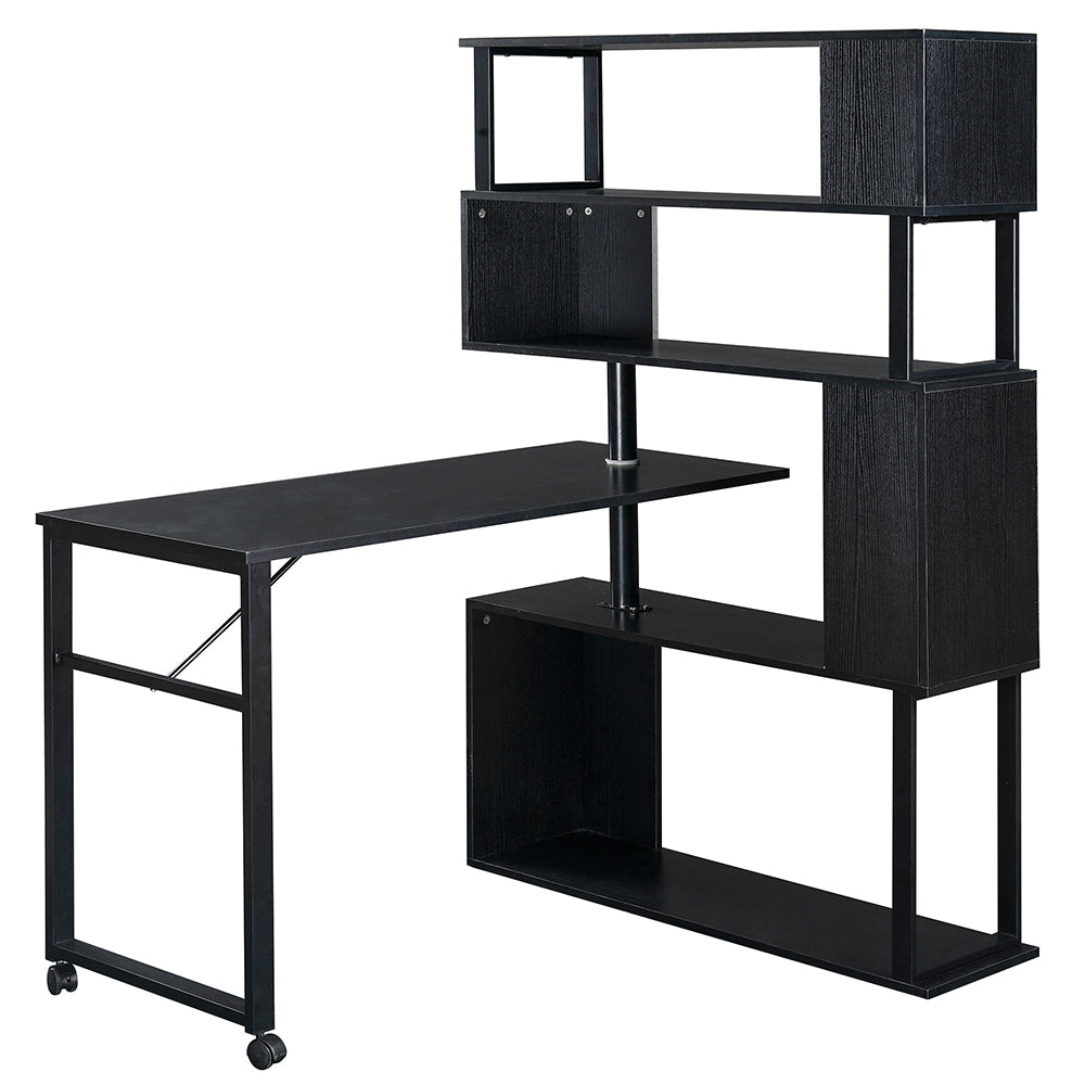 5-Tier L-Shaped Rotating Desk with Lockable Casters_7