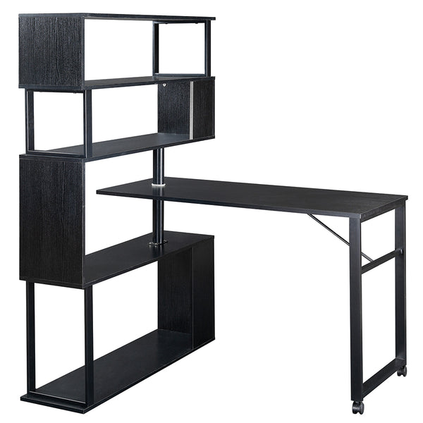 5-Tier L-Shaped Rotating Desk with Lockable Casters_0