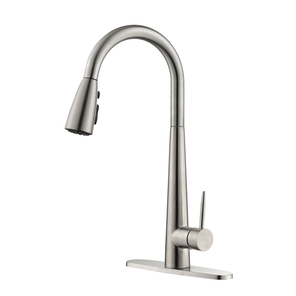 Brushed Nickel Kitchen Faucet Single Handle Pull Down Sprayer_0