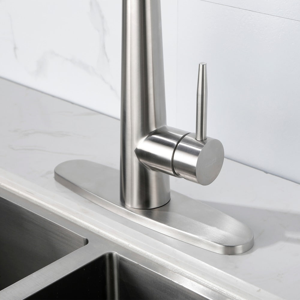 Brushed Nickel Kitchen Faucet Single Handle Pull Down Sprayer_6