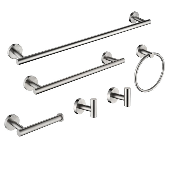 6 Piece Stainless Steel Bathroom Towel Rack Set Wall Mount_0