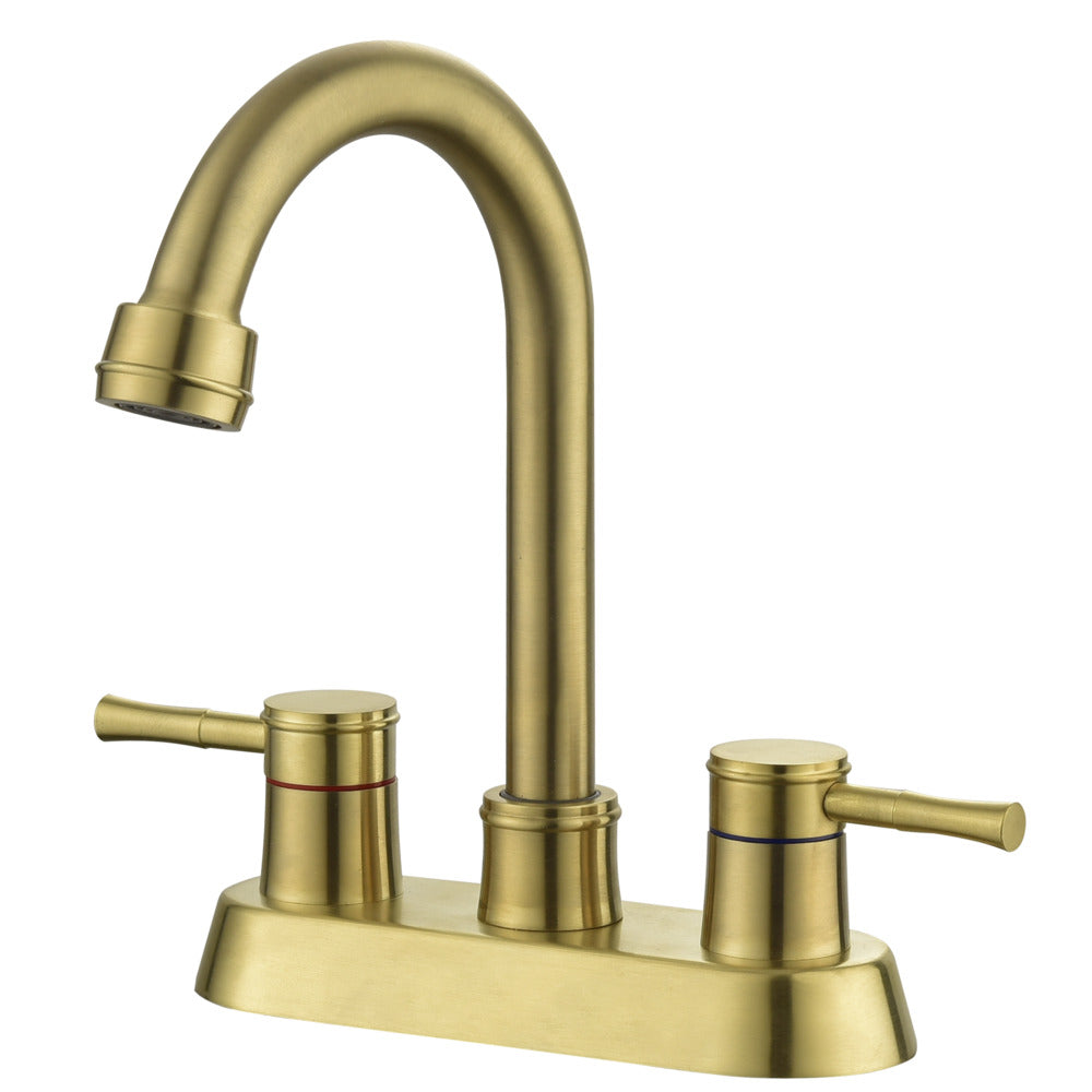 Brushed Gold 4" 2-Handle Centerset Bathroom Faucet_0