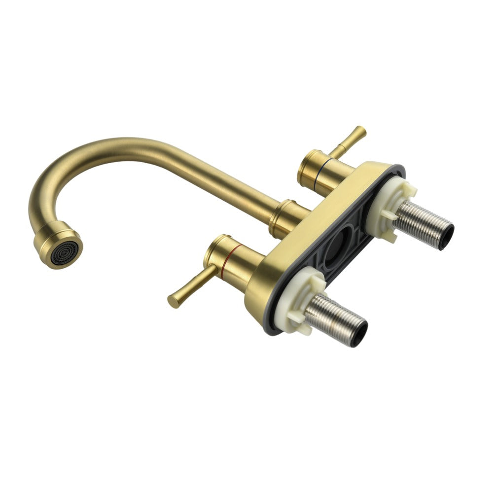 Brushed Gold 4" 2-Handle Centerset Bathroom Faucet_2