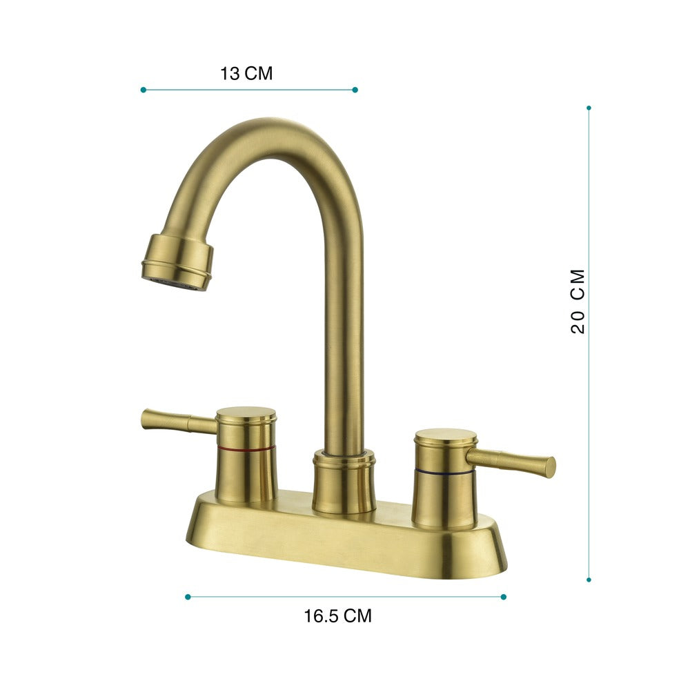 Brushed Gold 4" 2-Handle Centerset Bathroom Faucet_8