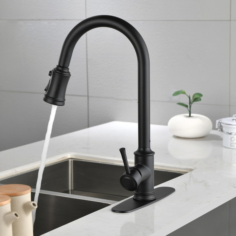 High Arc Single Handle Pull Out Kitchen Faucet Stainless Steel with Pull Down Sprayer_7