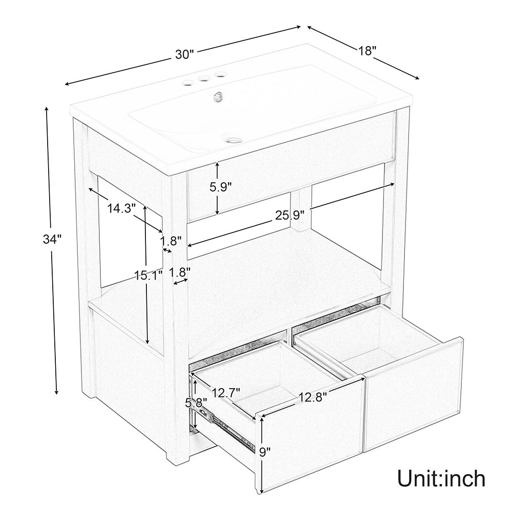 Bathroom Vanity with Sink - Brown_9