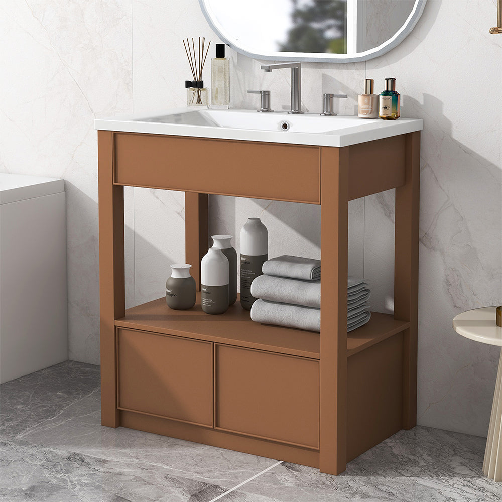 Bathroom Vanity with Sink - Brown_1