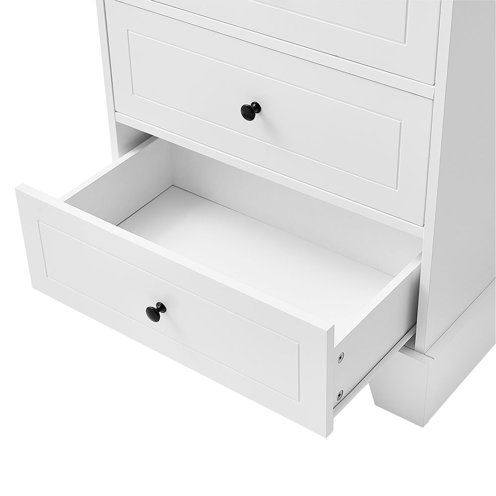 2-Doors & 4-Drawer Cabinet with Adjustable Shelf - White_8