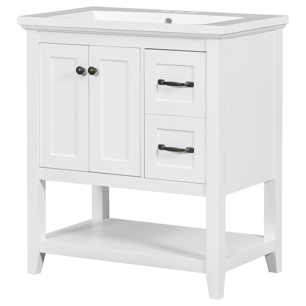 30 Inch Vanity with Ceramic Sink and Multi-Functional Drawer - White_8