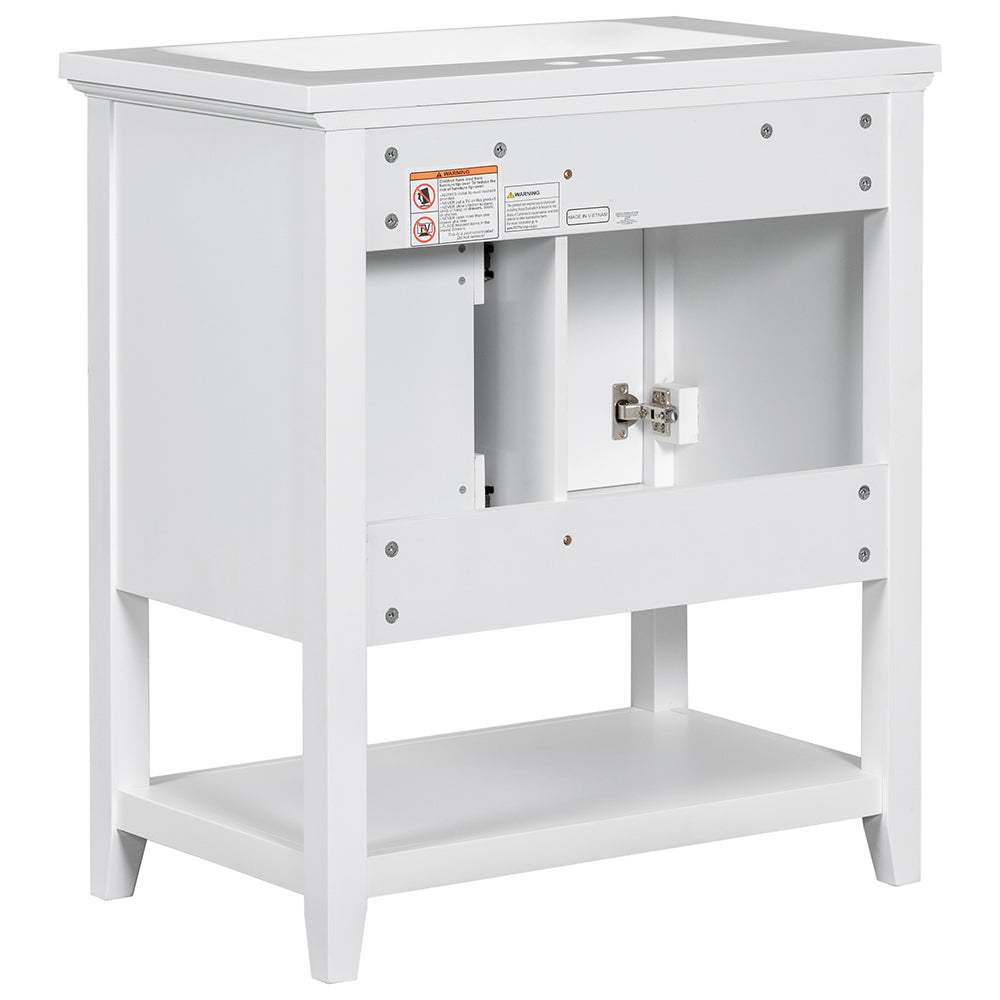 30 Inch Vanity with Ceramic Sink and Multi-Functional Drawer - White_4