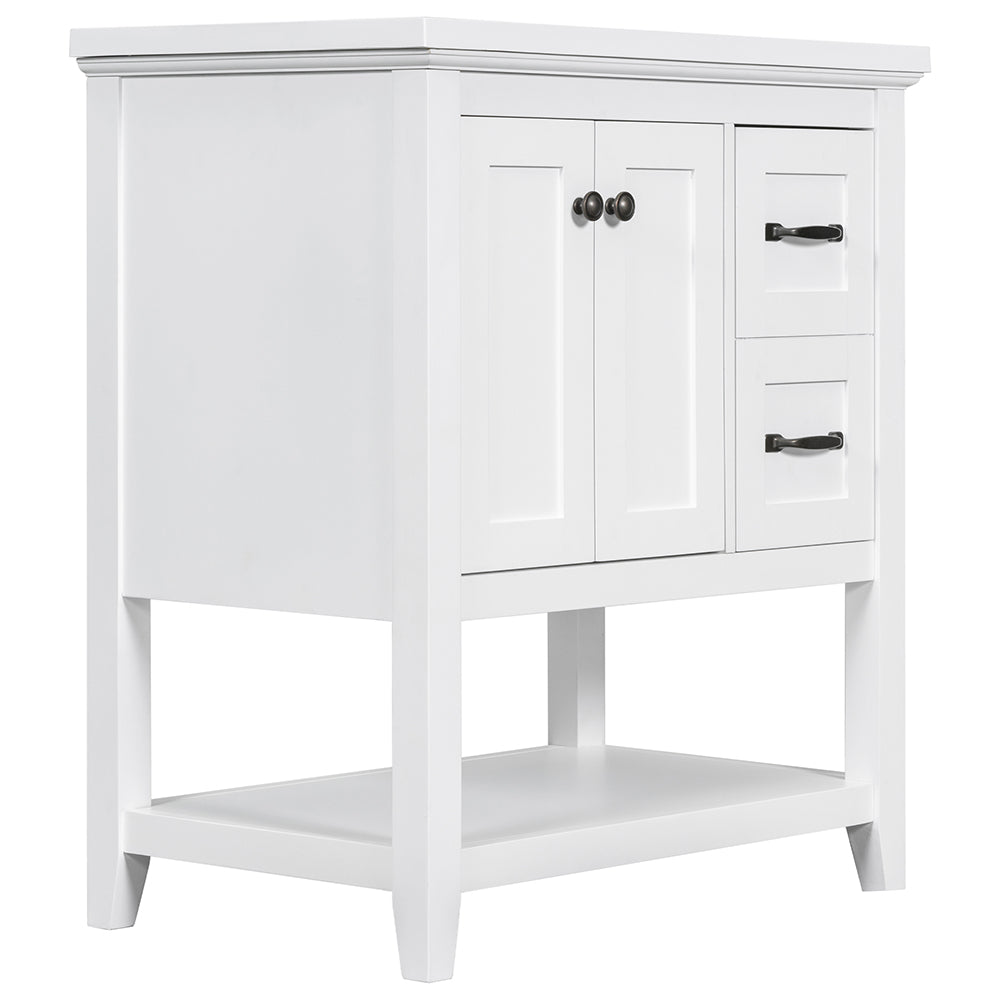 30 Inch Vanity with Ceramic Sink and Multi-Functional Drawer - White_7