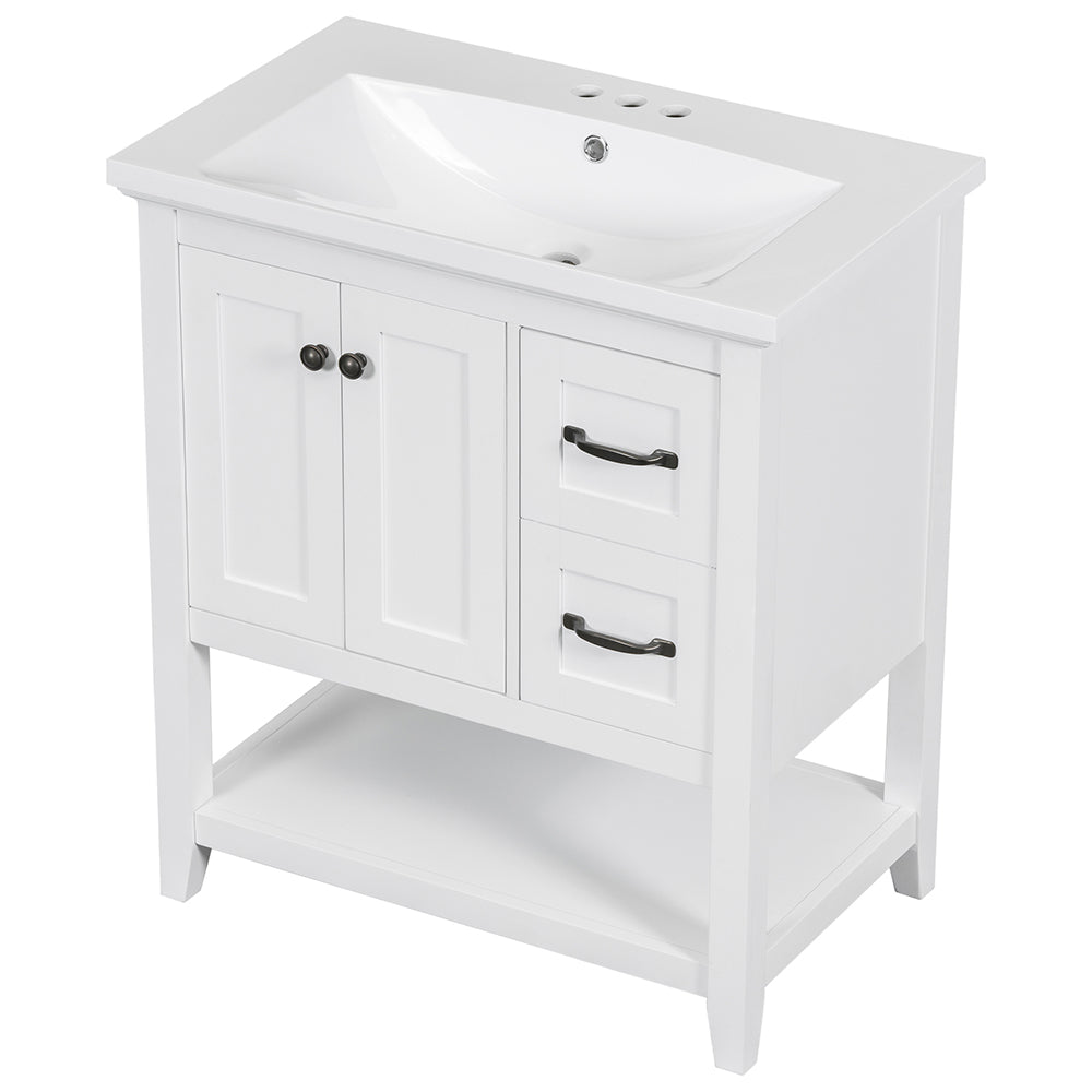 30 Inch Vanity with Ceramic Sink and Multi-Functional Drawer - White_6