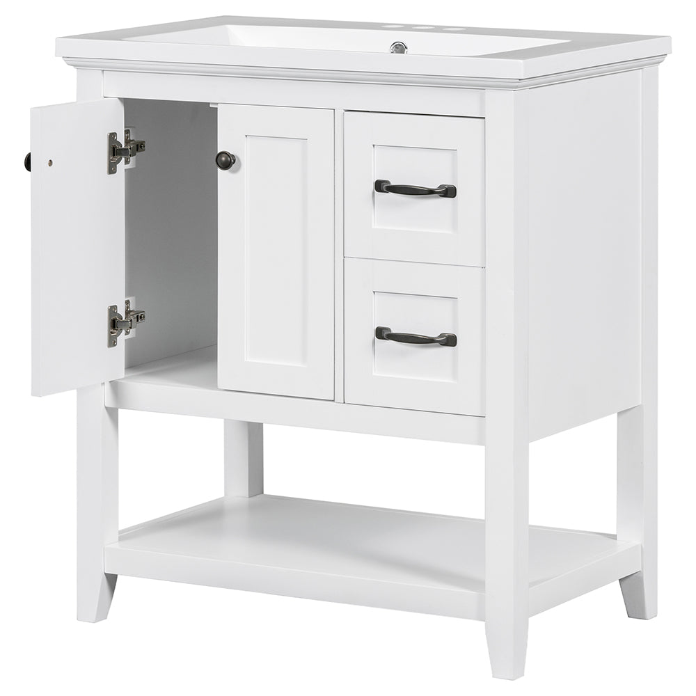 30 Inch Vanity with Ceramic Sink and Multi-Functional Drawer - White_5