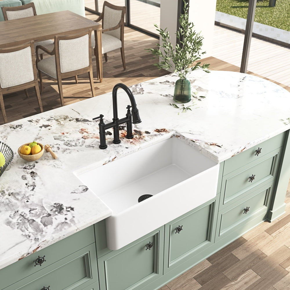 Deep White Farmhouse Kitchen Sink Single Undermount Apron Sink_5