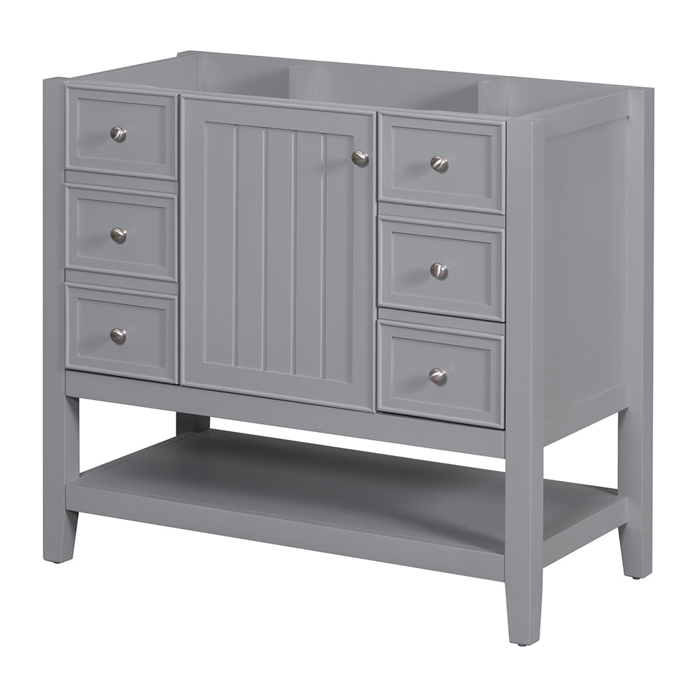 36 Inch Vanity Base with Cabinet and 3 Drawers - Grey_1