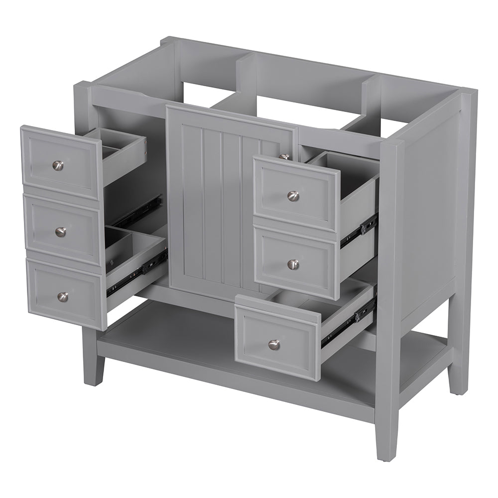 36 Inch Vanity Base with Cabinet and 3 Drawers - Grey_2