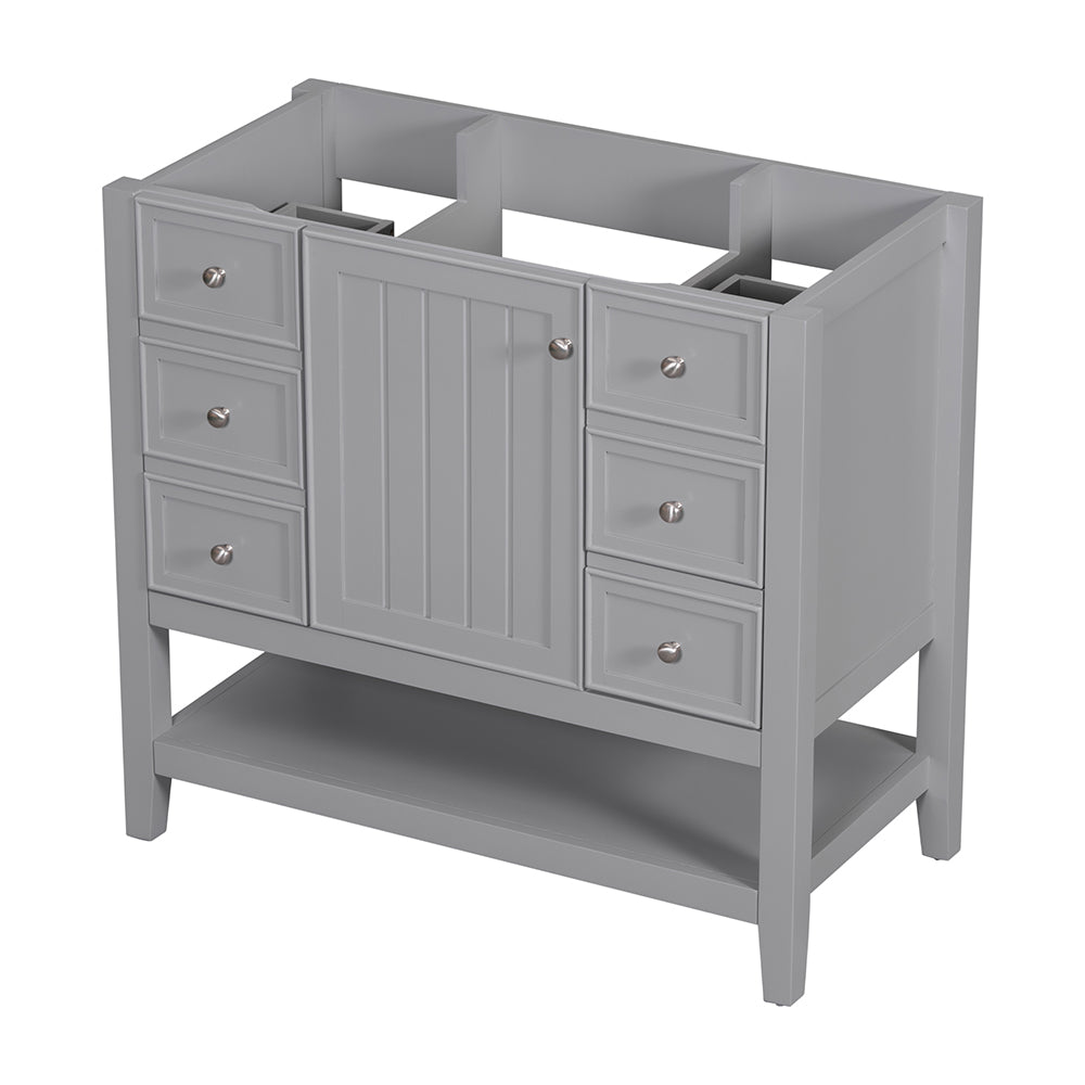 36 Inch Vanity Base with Cabinet and 3 Drawers - Grey_7