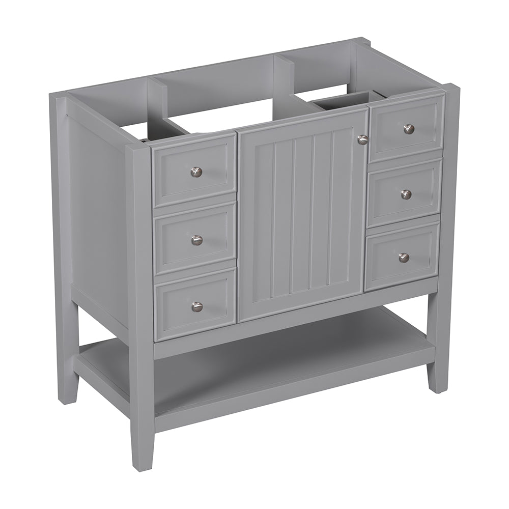 36 Inch Vanity Base with Cabinet and 3 Drawers - Grey_6