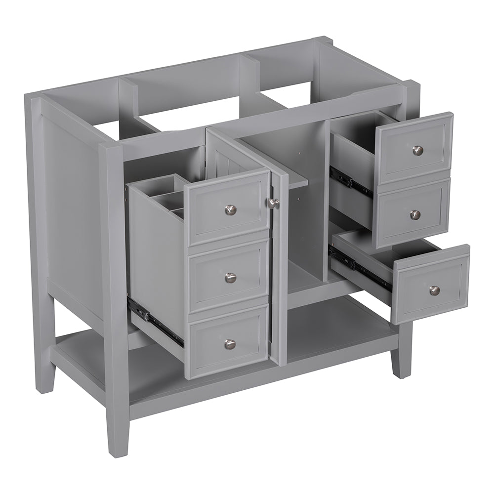 36 Inch Vanity Base with Cabinet and 3 Drawers - Grey_5