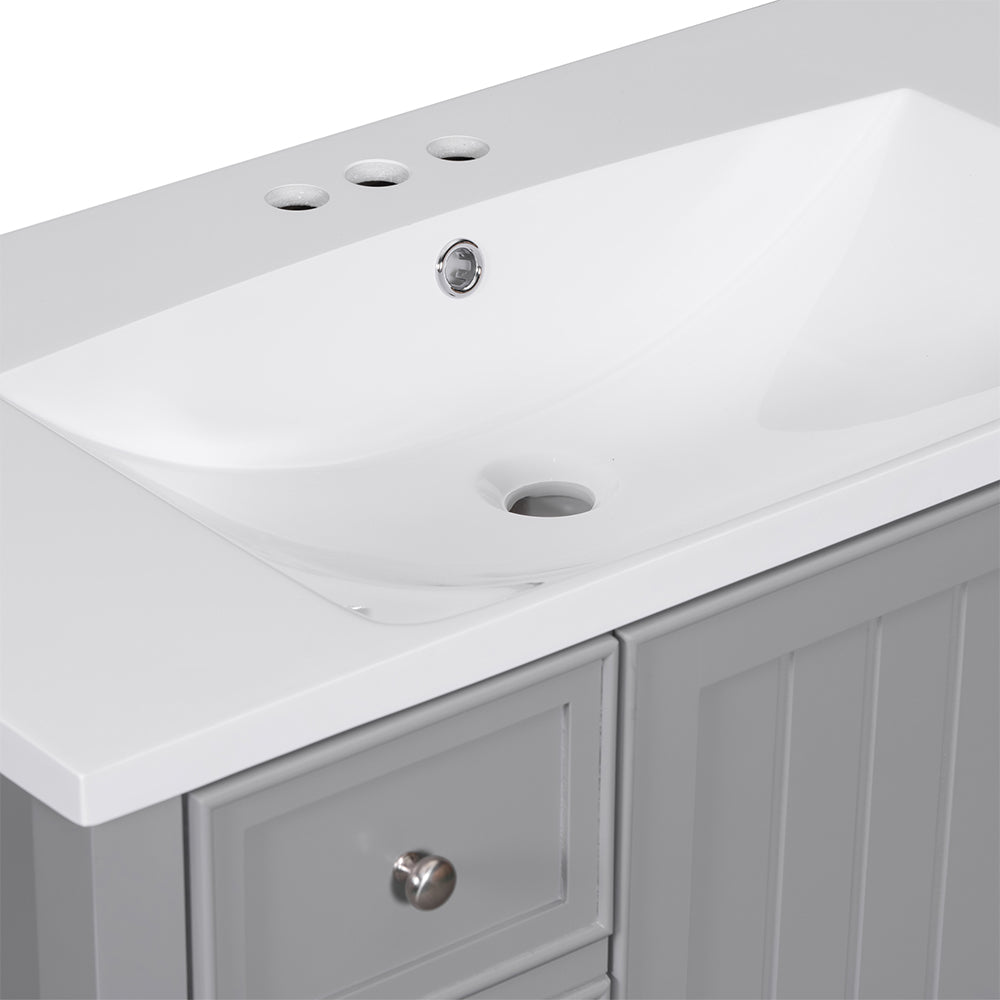 36 Inch Vanity with Sink, Cabinet, and 3 Drawers - Grey_5