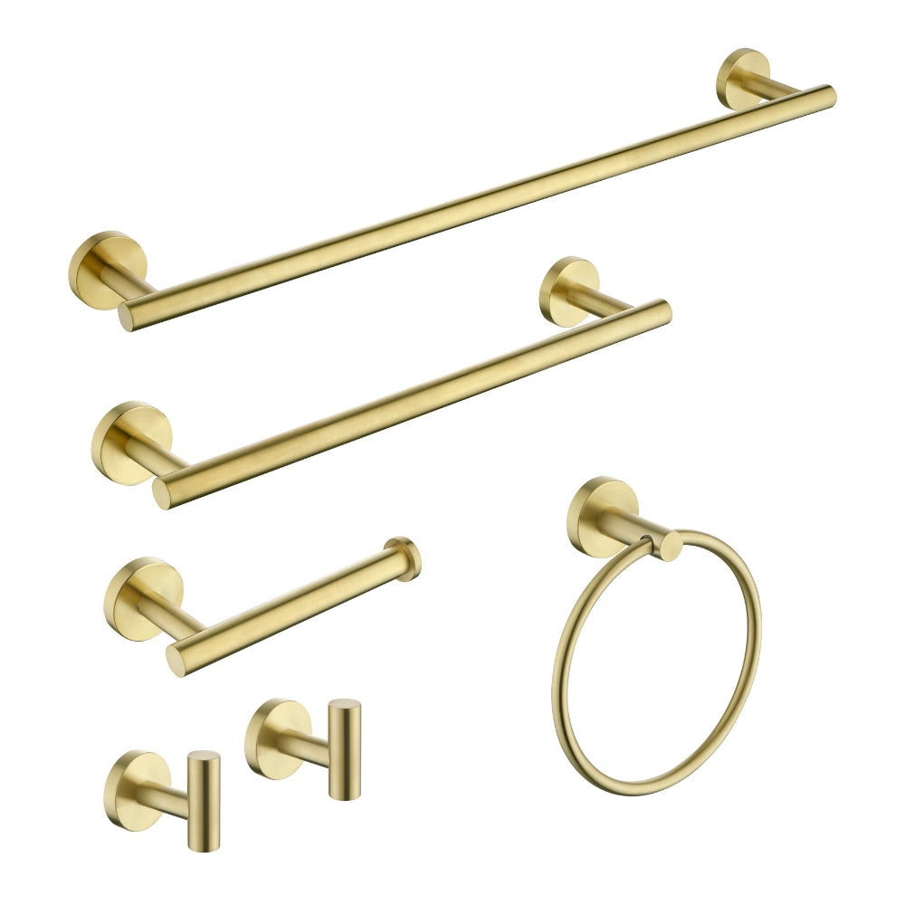 6-Piece Brushed Gold Bathroom Hardware Set_0