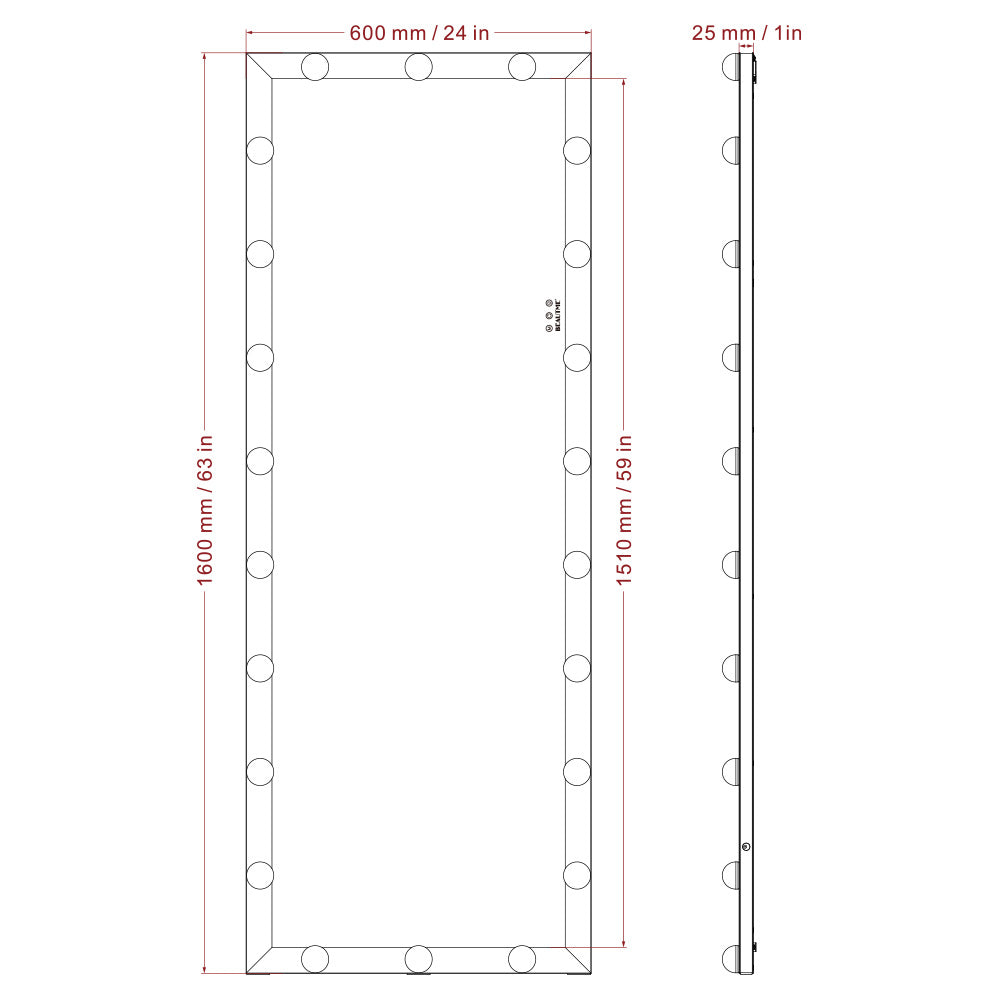 63x24 Inch Hollywood Full-Length Lighted Mirror - Silver_13