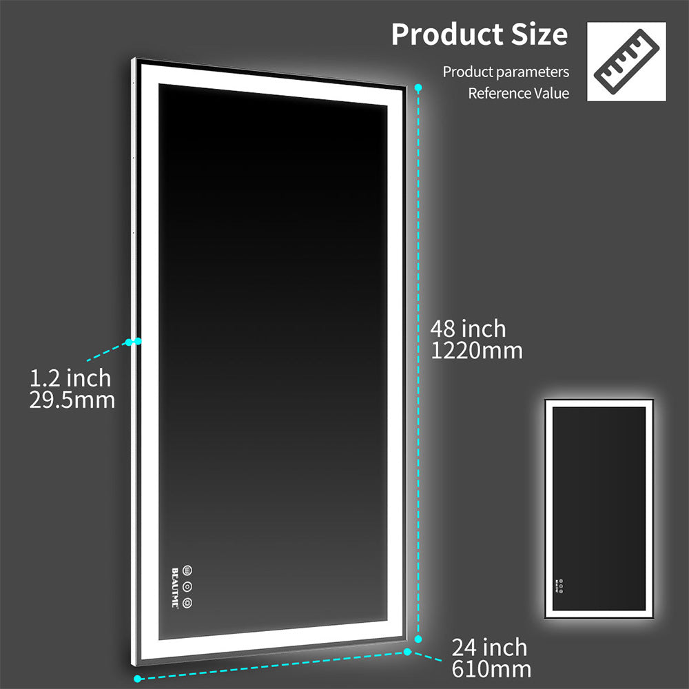 48x24 Inch LED Vanity Mirror, Adjustable Light & Anti-Fog - Wall Mounted_14