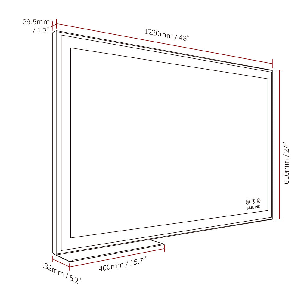 48x24 Inch LED Vanity Mirror, Adjustable Light & Anti-Fog - Wall Mounted_13