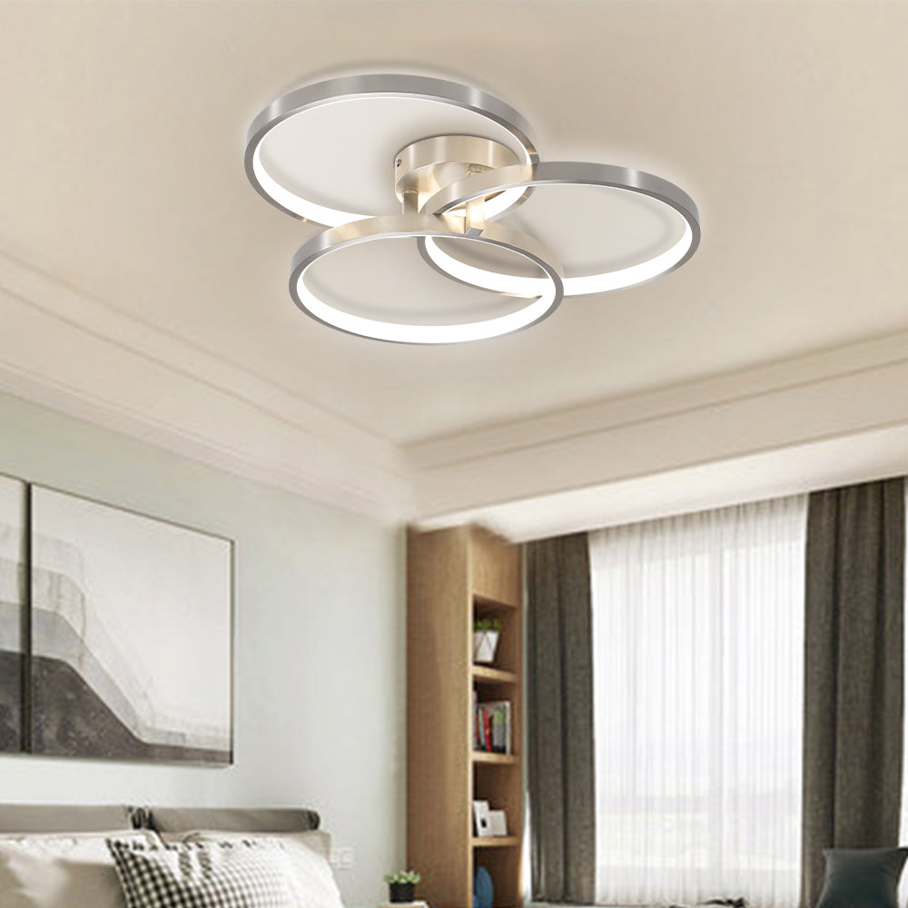 Contemporary Semi-Flush Ceiling Lamp with Three-Ring Design and Inner Illumination_7