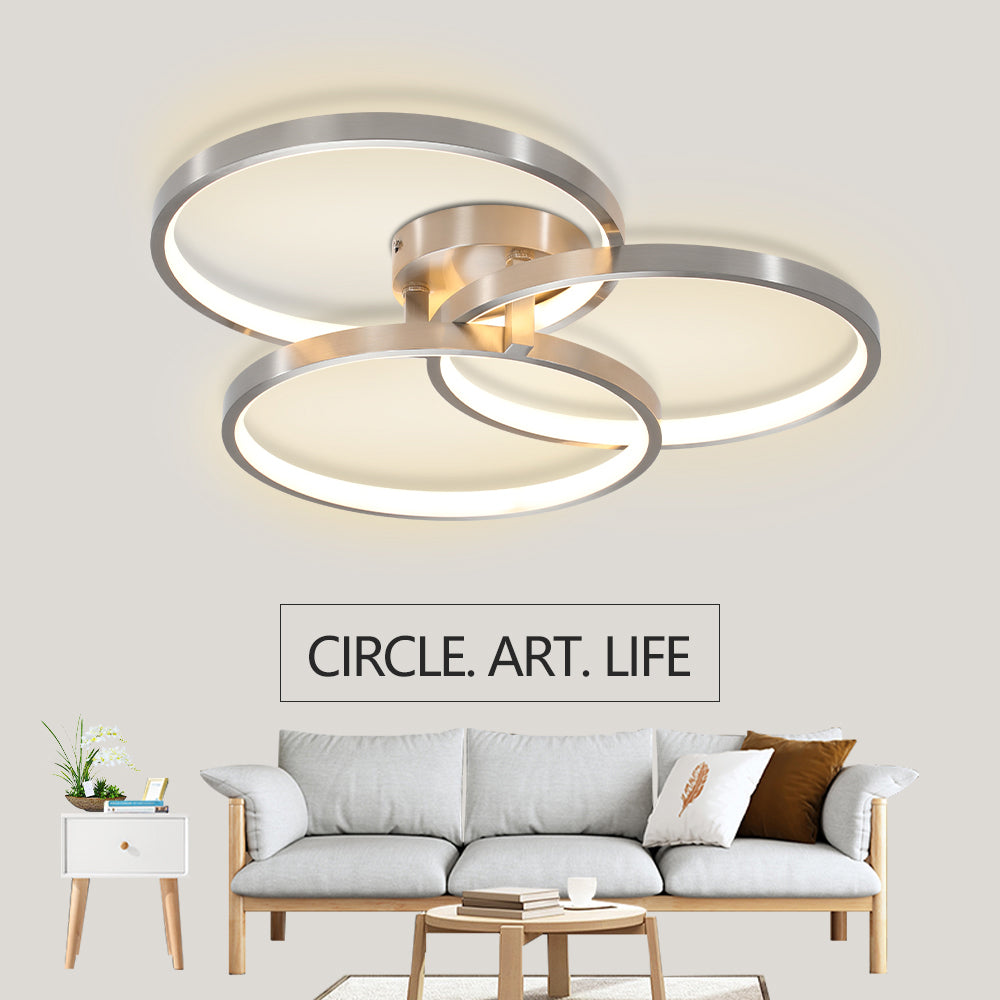 Contemporary Semi-Flush Ceiling Lamp with Three-Ring Design and Inner Illumination_6