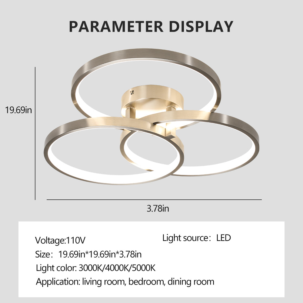 Contemporary Semi-Flush Ceiling Lamp with Three-Ring Design and Inner Illumination_3