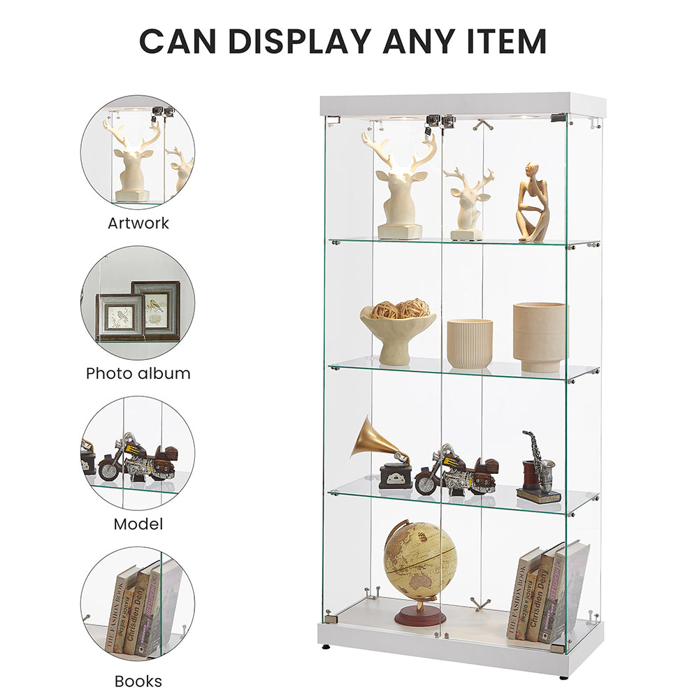 4-Tier Double Door Glass Display Cabinet_7