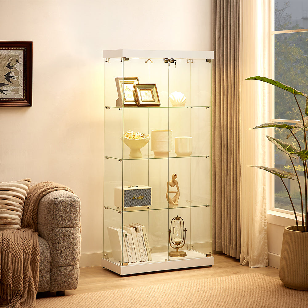 4-Tier Double Door Glass Display Cabinet_3