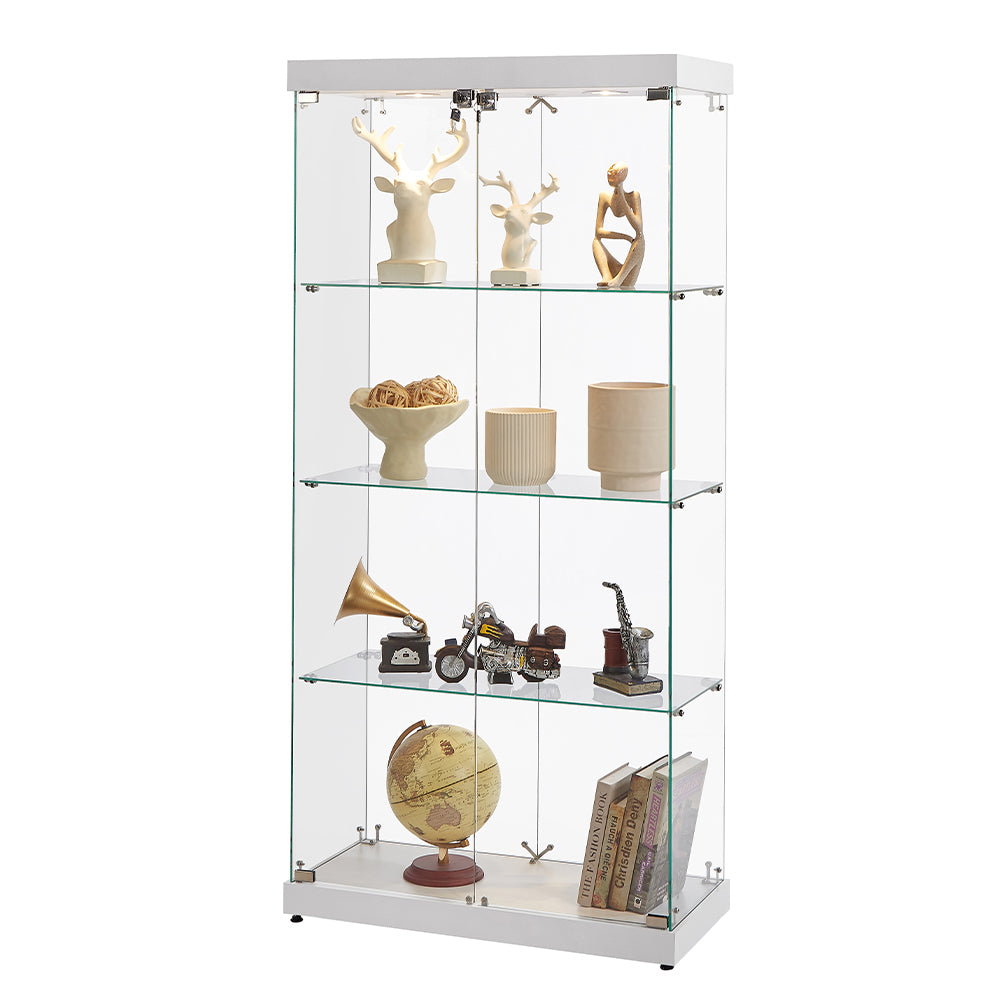 4-Tier Double Door Glass Display Cabinet_2