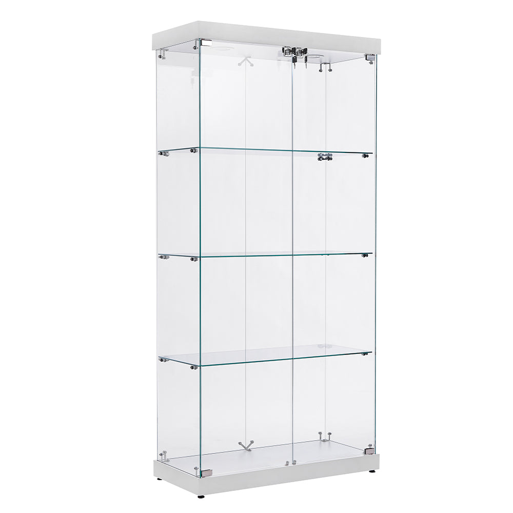 4-Tier Double Door Glass Display Cabinet_0