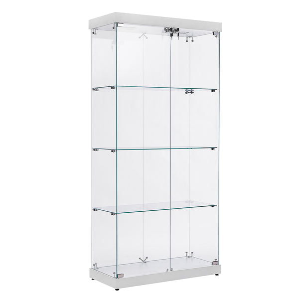 4-Tier Double Door Glass Display Cabinet_0