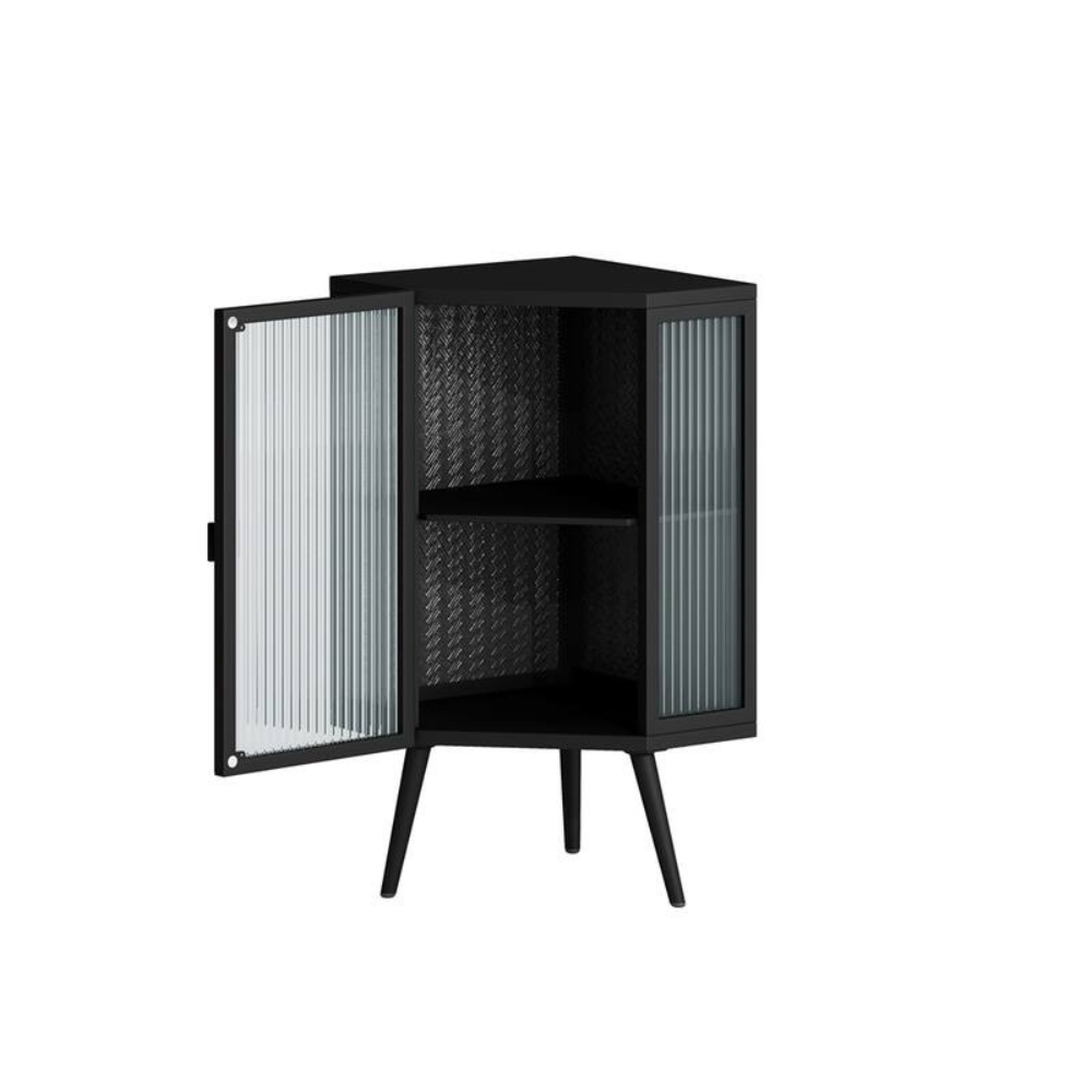 Stylish 22.25 Corner Cabinet with Tempered Glass Door_4