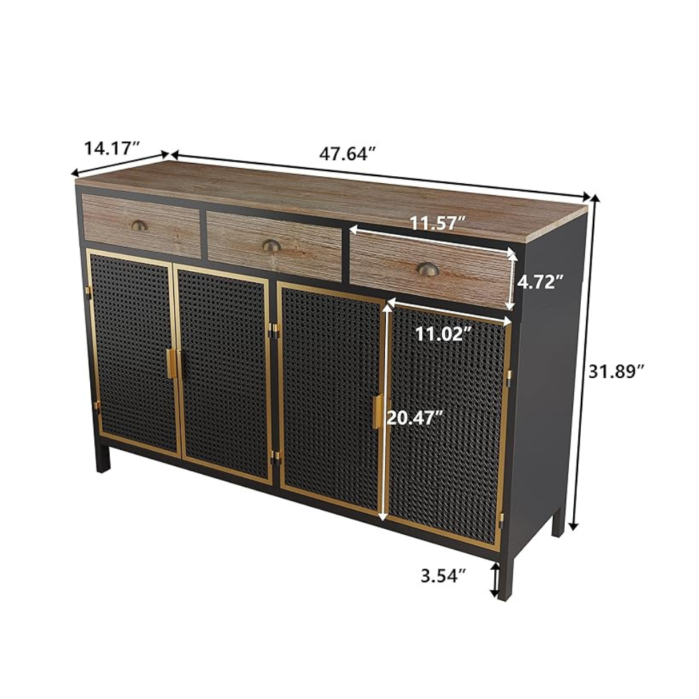 Modern Sideboard with 4 Doors and 3 Top Drawers_5