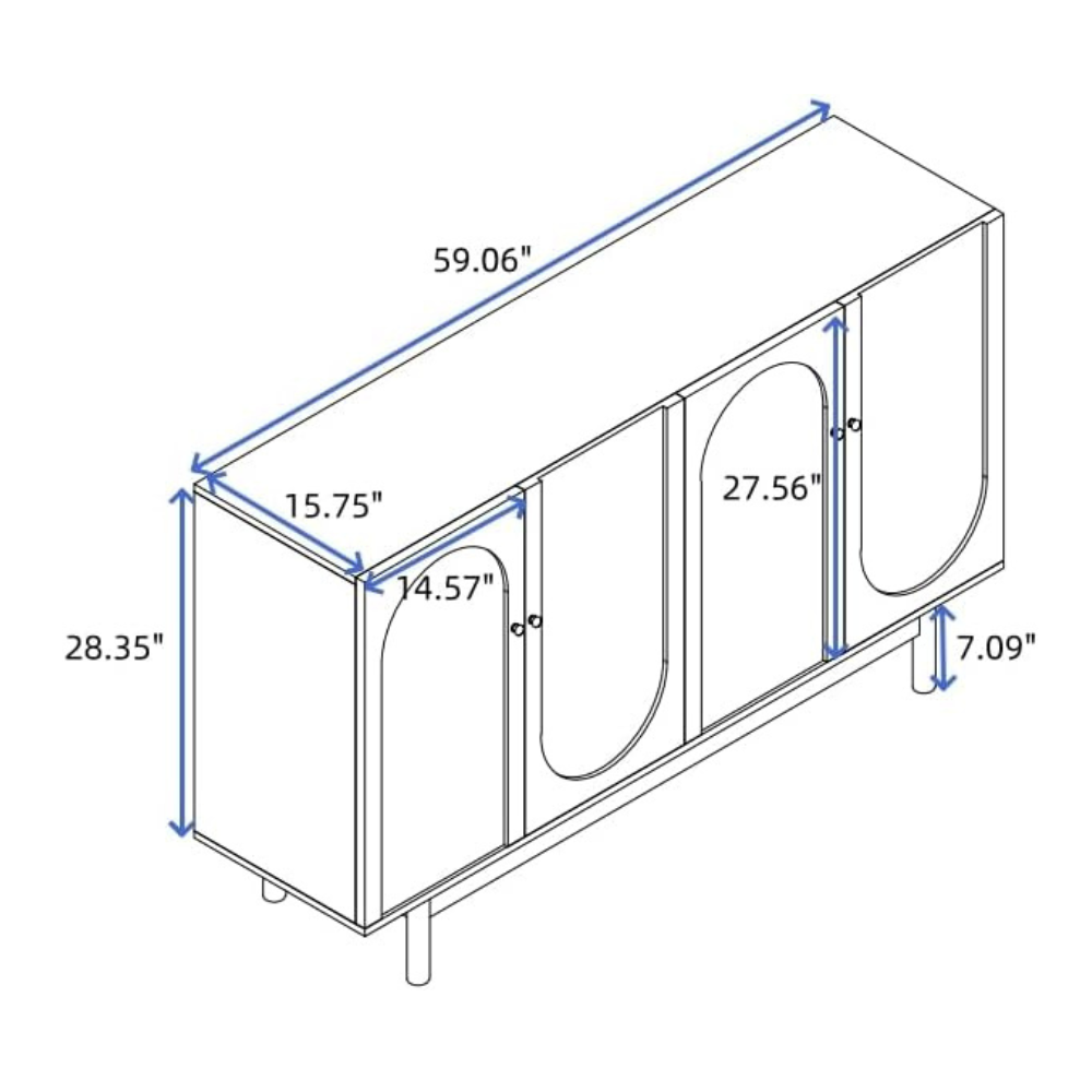 Sleek and Versatile 4-Door Intaglio Storage Cabinet_5