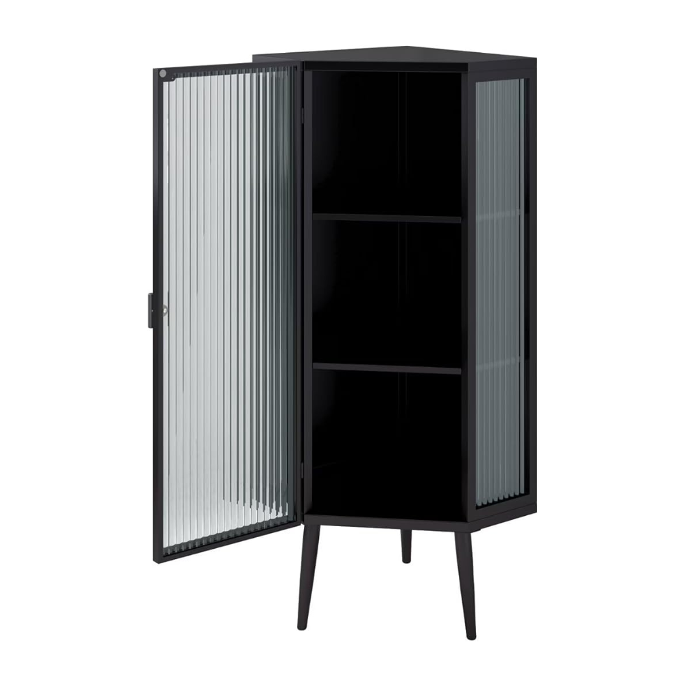 3-Tier Tempered Glass Floor Corner Cabinet for Bathroom, Living Room, and Bedroom_5