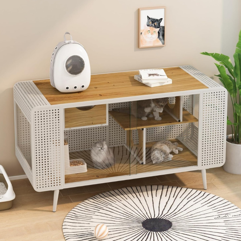 Spacious Cat House with Tempered Glass_0