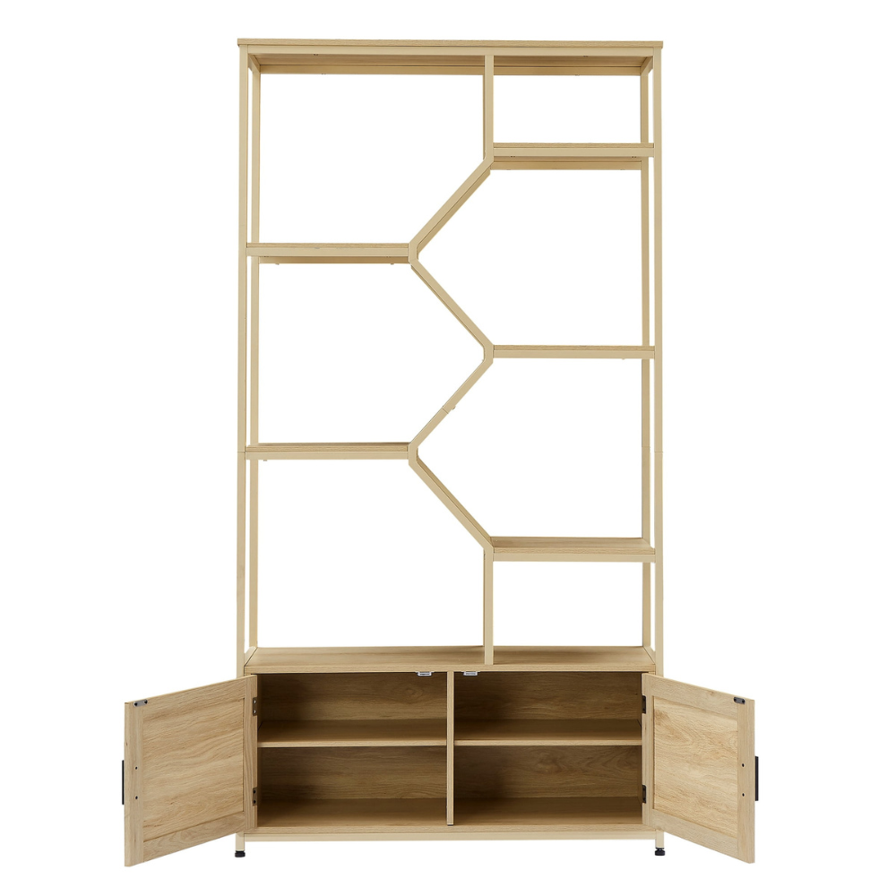 Natural Rattan Bookshelf with Cabinet_5