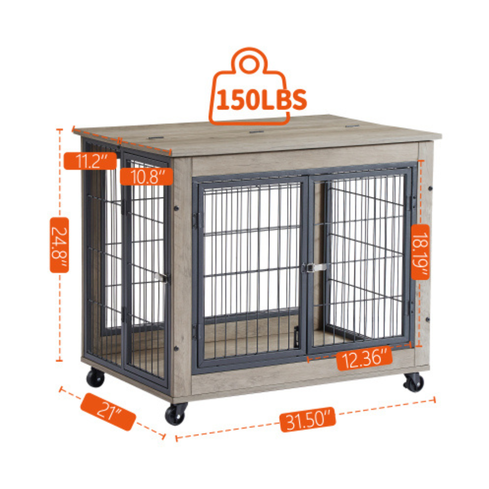 Stylish Dog Crate Side Table on Wheels_6