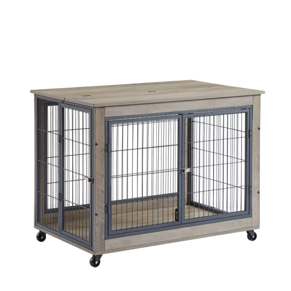 Stylish Dog Crate Side Table on Wheels_5